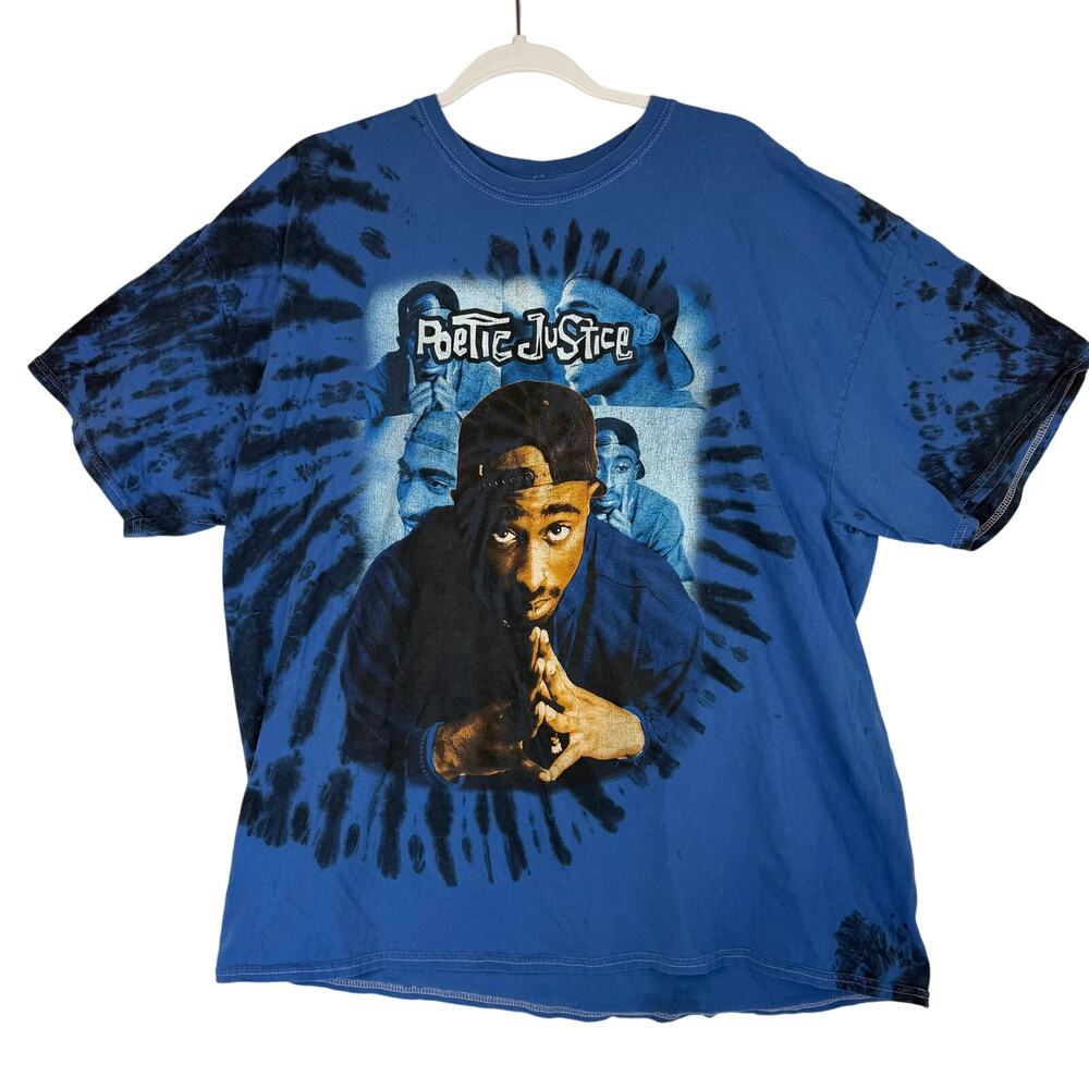 Chemistry Poetic Justice Tupac Oversized Tie‎ Dye T-Shirt Mens Size L/XL Blue